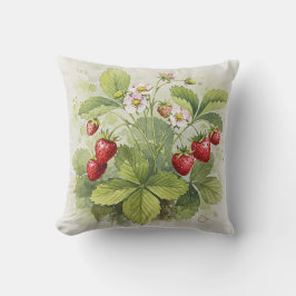 Fresas Rojas Verdes Flor de Verano Almohada