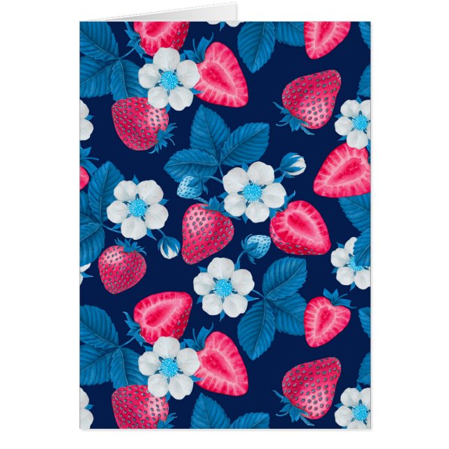 Fresas rosas en azul (Frente)