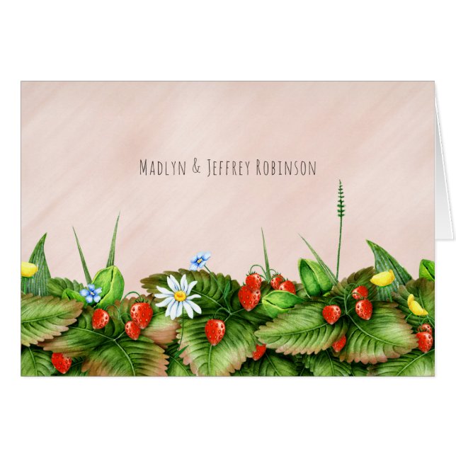 Fresas silvestres en un prado de un país rosa rubo (Anverso (Horizontal))