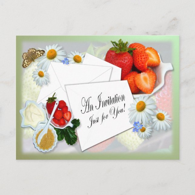 Fresas y crema ~ Postal invitativa (Anverso)