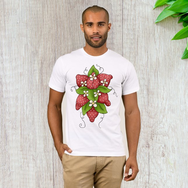 Fresas y flores camiseta para hombres (Subido por el creador)