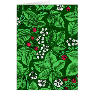 Fresas y hojas de estilo Art Nouveau, verde esmera