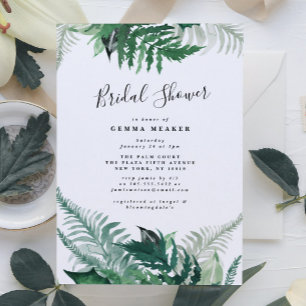 Fresca vegetación Moderna Ducha de Novias Invitaci