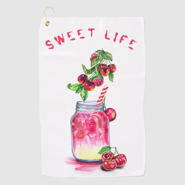 Frescas cerezas toman toalla de golf - Personaliza (Anverso)