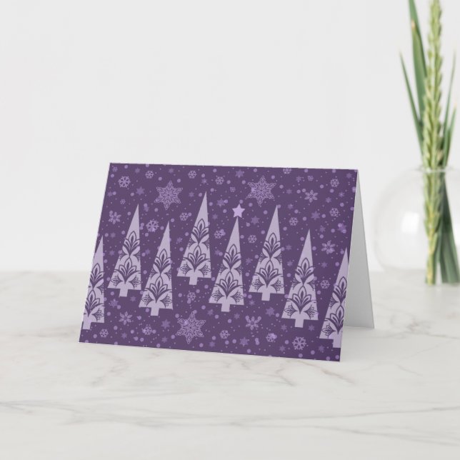 Frescas de nieve de los árboles de Navidad púrpura (Anverso)