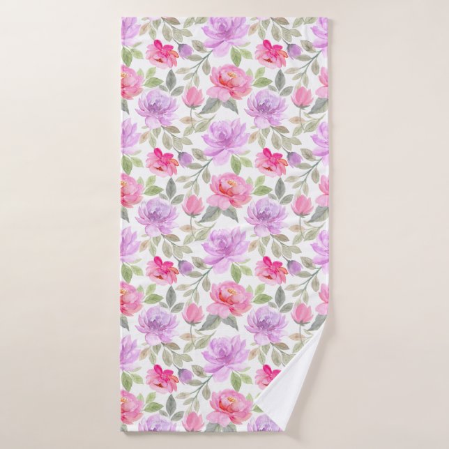 Fresco Ambiente de Primavera: Diseño Floral Rosa y (Toalla de baño)