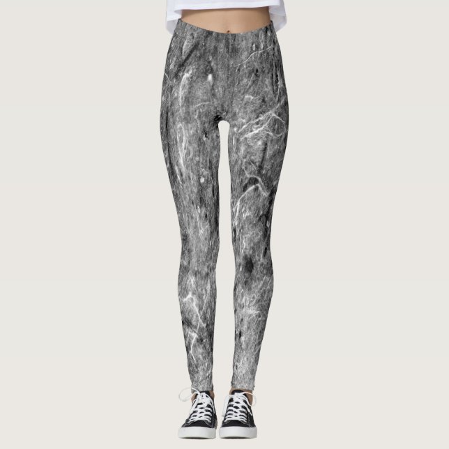 fresco de impresión única en blanco negro Leggings (Anverso)