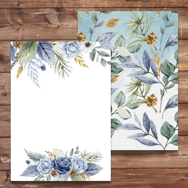 Fresco DIY Invitación Verdor Flor azul turbia (Subido por el creador)