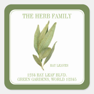 FRESH BAY LEAVES Pequeña dirección cuadrada Sellos