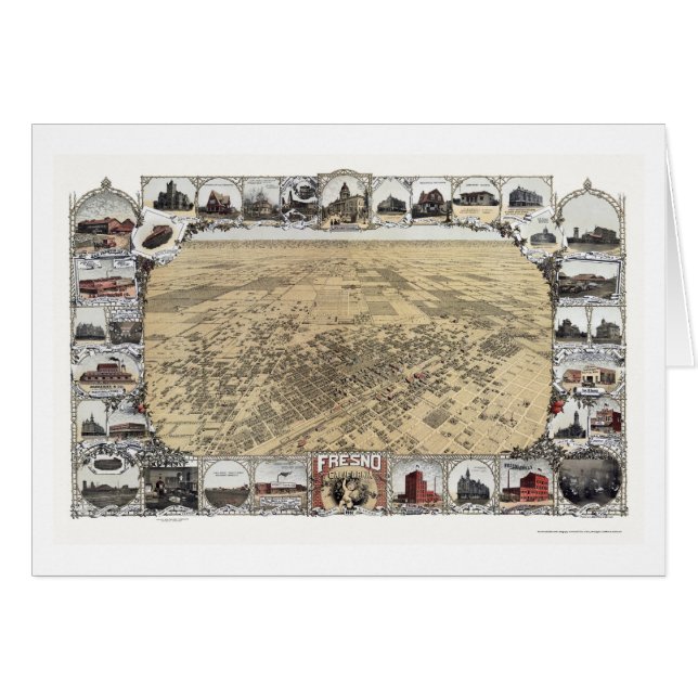 Fresno, mapa panorámico de CA - 1901 (Anverso (Horizontal))