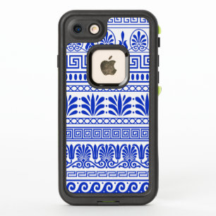 Fretwork griego, patrón mediterráneo, azul