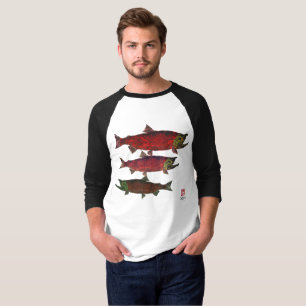 Frezando los salmones - 3/4 camiseta del raglán d