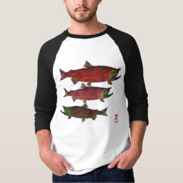 Frezando los salmones - 3/4 camiseta del raglán de
