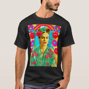Frida Kahlo colorida floral clásica camiseta