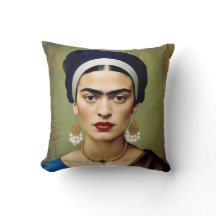 Frida Kahlo con el Cojín decorativo Pearl Earrings