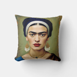Frida Kahlo con el Cojín decorativo Pearl Earrings