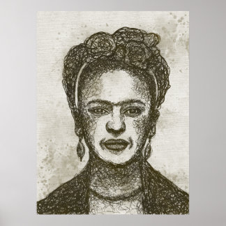 FRIDA KAHLO dibujó mano garabatos poster de arte