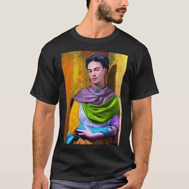 Frida Kahlo pintando camiseta esencial clásica (Anverso)