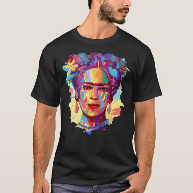 Frida Kahlo retrato colorido camiseta clásica (Anverso)