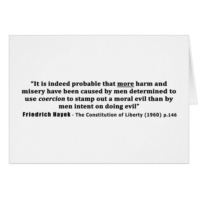 Friedrich Hayek Cita Más Daño Por Coerción (Anverso (Horizontal))