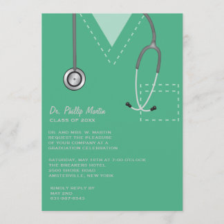 Friega la invitación médica verde de la graduación