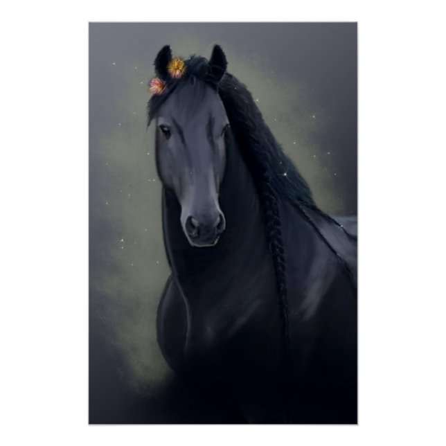 Friesio del caballo negro - Poster (Anverso)