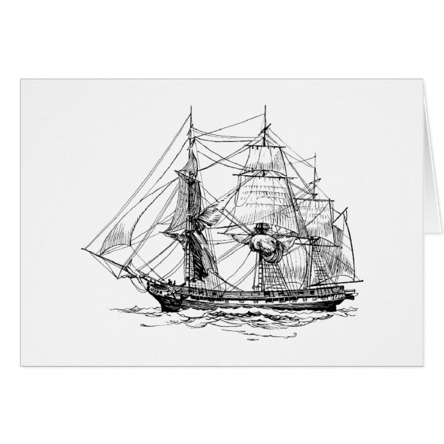 Frigate de época en el mar, (Anverso (Horizontal))