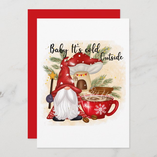 frío fuera de gnome Holiday añadir sentimiento (Anverso / Reverso)