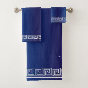 Frisa blanca de diseño marina azul