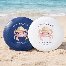 Frisbee De Wham-O Coastal Beach House Pink Crab Family Name Blue