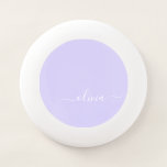 Frisbee De Wham-O Lavender Purple Modern Script Girly Monograma Nomb<br><div class="desc">Lavender Purple Simple Script Monograma Nombre Frisbee. Esto hace que la graduación perfecta,  el cumpleaños,  el boda,  la ducha de novia,  el aniversario,  la ducha de bebé o la fiesta de soltera sea un regalo para alguien que ama el lujo glam y los estilos de moda.</div>