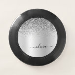 Frisbee De Wham-O Purpurina de Monograma Plateado Sparkle Girly Scri<br><div class="desc">Purpurina De Espuma Metálica De Relieve metalizado Faux Plateado Cepillado Monograma Metalizado Nombre Frisbee. Esto hace que la graduación perfecta, el cumpleaños, el boda, la ducha de novia, el aniversario, la ducha de bebé o la fiesta de soltera sea un regalo para alguien que ama el lujo glam y los...</div>