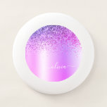 Frisbee De Wham-O Purpurina de monograma púrpura Sparkle Girly Scrip<br><div class="desc">Purpurina De Espuma Metálica De Relieve metalizado Púrpura Faux Cepó Monograma Metalizado Nombre Frisbee. Esto hace que la graduación perfecta, el cumpleaños, el boda, la ducha de novia, el aniversario, la ducha de bebé o la fiesta de soltera sea un regalo para alguien que ama el lujo glam y los...</div>