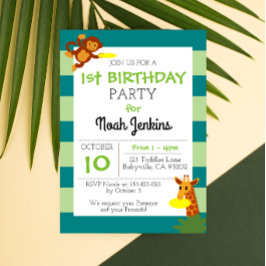 Frisbee Jungle Birthday Party 3x5 Invitación
