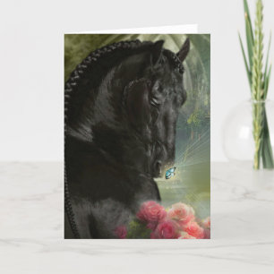 Frisia de caballo negro - Tarjeta de saludo