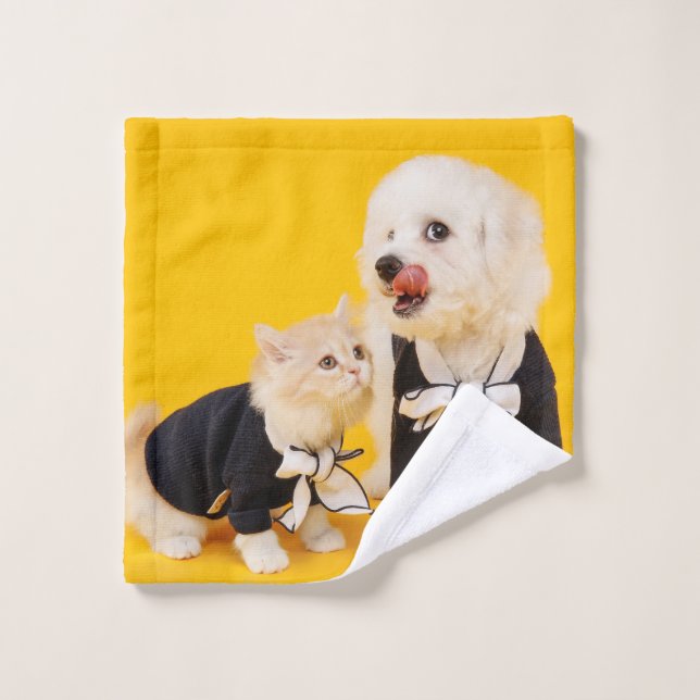 Frisos y gatitos de Bichon, mejores amigos (Toallita)