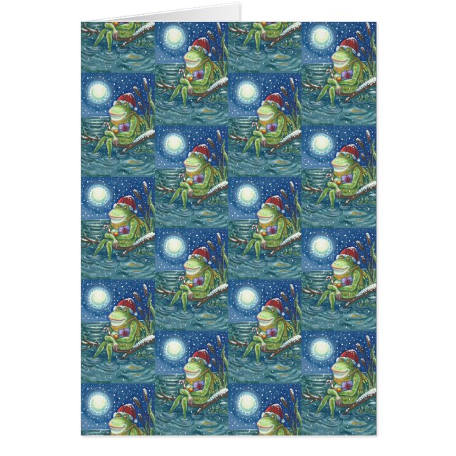FROG EN LOG HOLIDAY NAVIDADES GREETING CARD Blank (Frente)