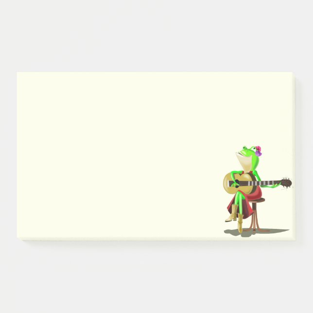 Frog Jugando guitarra Funny Post que nota (Anverso)