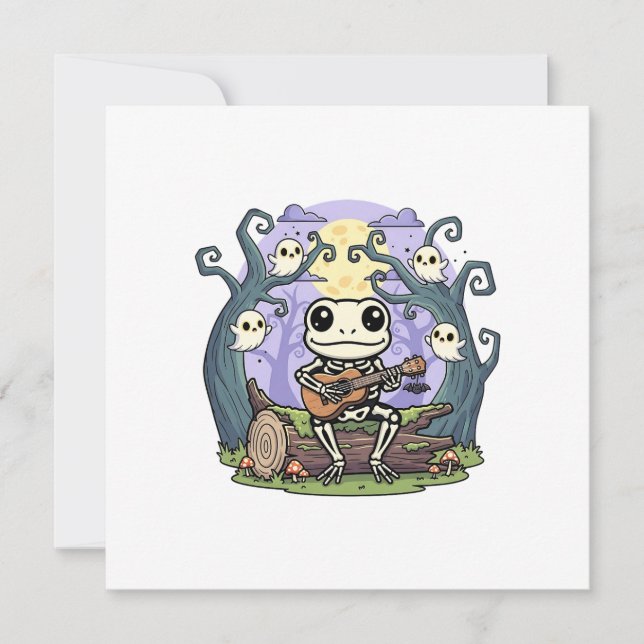 Frog Skeleton Playing Ukulele with Ghosts (Anverso)