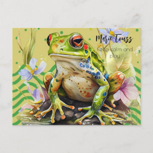 Frog Watercolor Fun texto y nombre Tarjeta de vaca