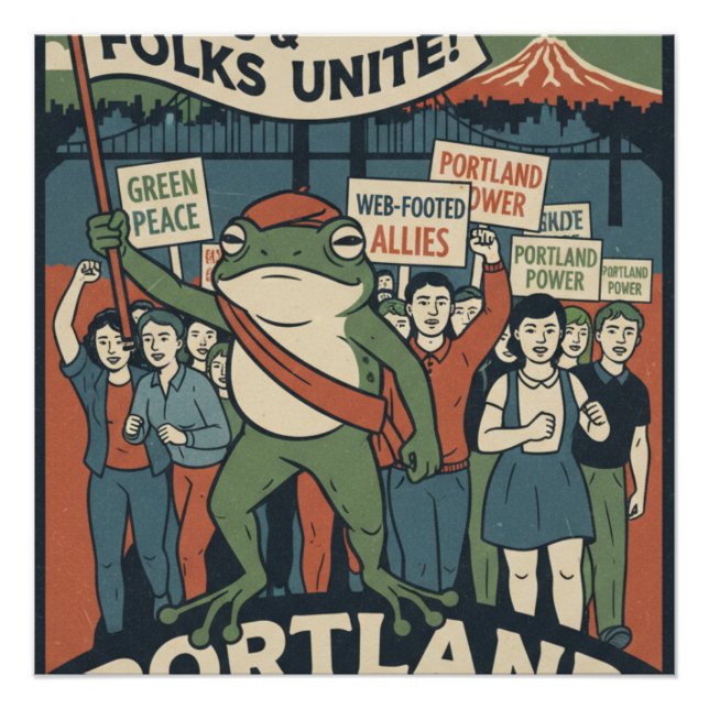 Frogs & Folks Unite – Portland Solidarity Poster (Anverso)