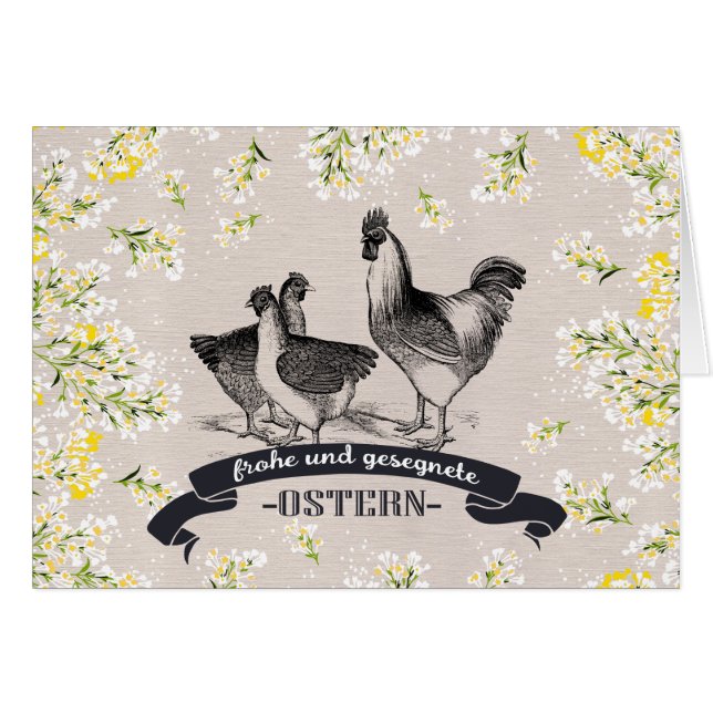 Frohe Ostern. Tarjeta de Pascua en alemán (Anverso (Horizontal))