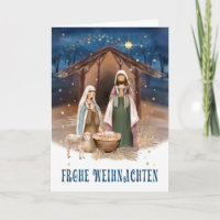 Frohe Weihnachten. Tarjeta de escena de la nativid