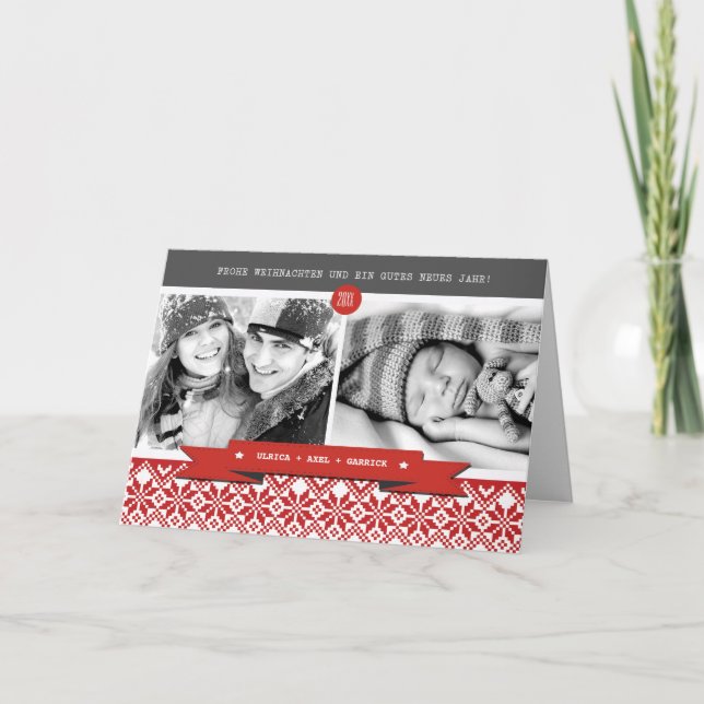 Frohe Weihnachten. Tarjeta fotográfica navideña al (Anverso)