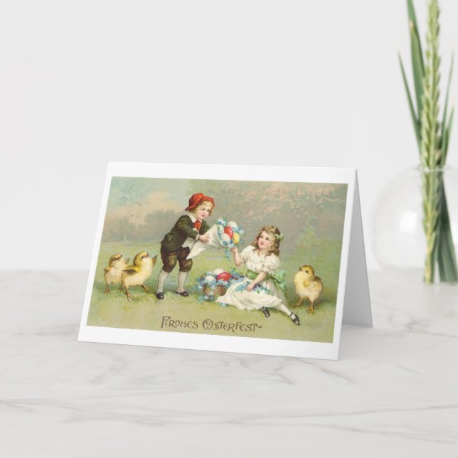 ¡Frohes Osterfest! Tarjeta de pascua del alemán (Anverso)