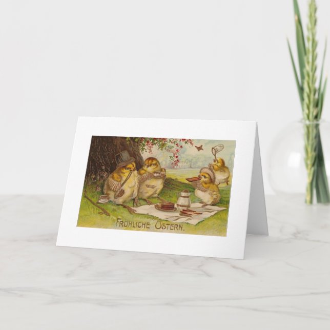 ¡Frohliche Ostern! Tarjeta de pascua del alemán (Anverso)