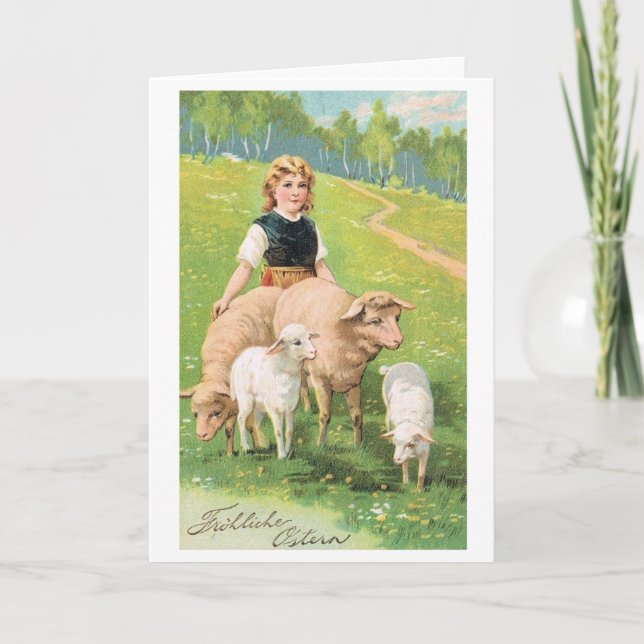 ¡Frohliche Ostern! Tarjeta de pascua del alemán (Anverso)