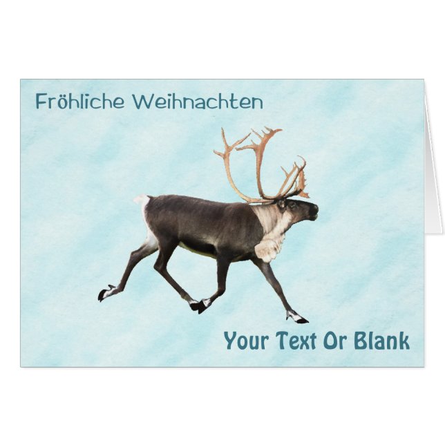 Fröhliche Weihnachten - Caribou (Reno) On Snow (Anverso (Horizontal))