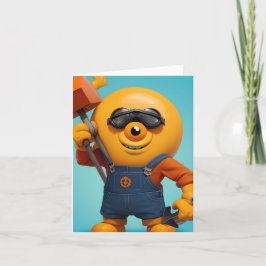 Fröhlicher Baumeister – Gelber Held mit Hammer  