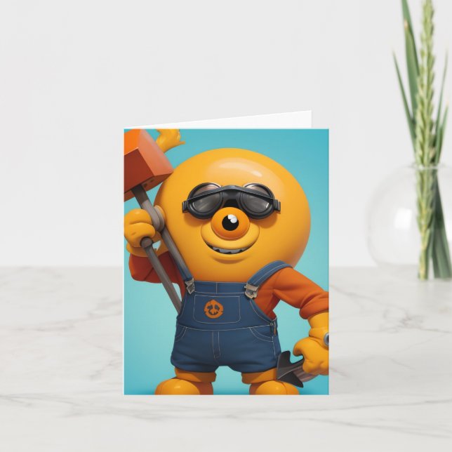 Fröhlicher Baumeister – Gelber Held mit Hammer   (Anverso)